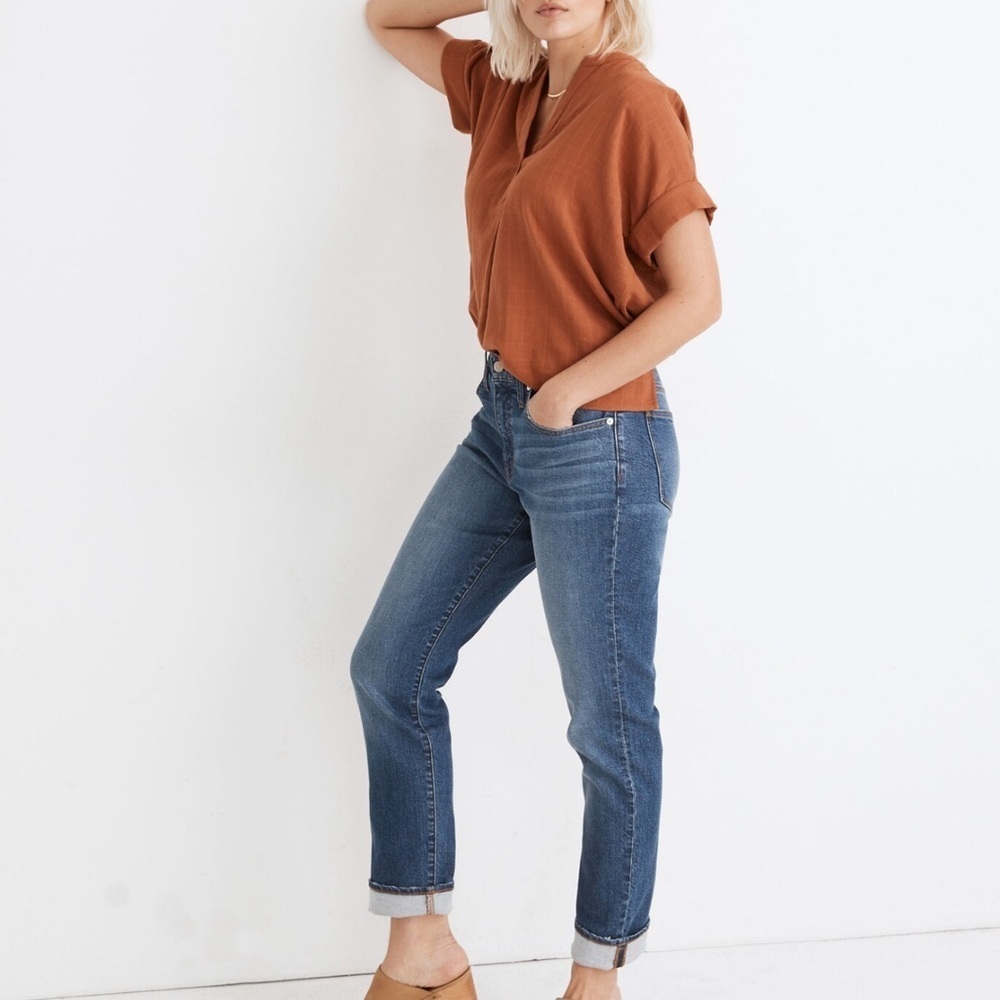 Madewell The Slim Boy Jean, Eames Wash, Medium Blue, Mid-Rise, Full Length, 28